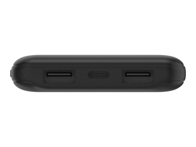 Belkin - Cargador portátil - 10000 mAh - 15 vatios - 3 conectores de salida (2 x USB, 24 pin USB-C) - negro