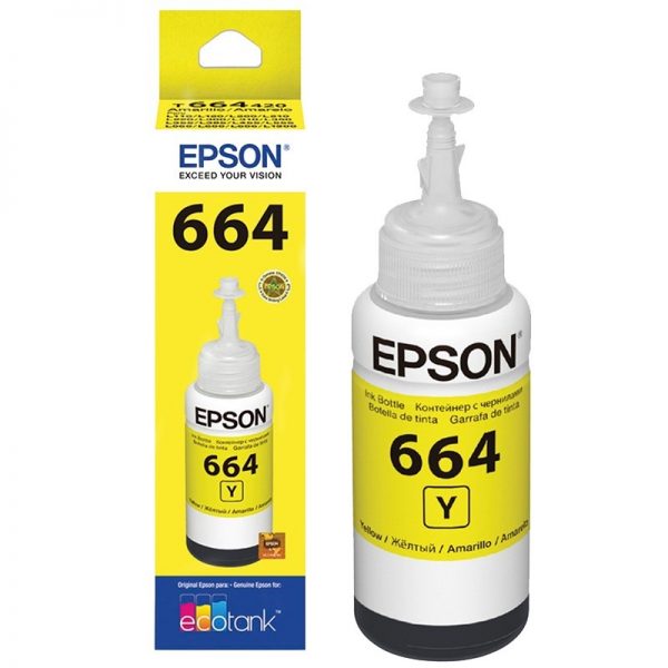 Epson T664 - Amarillo - original - recarga de tinta - para Epson L380, L386, L395, L495; EcoTank ET-2600, 2650, L1455, L396, L606, L656