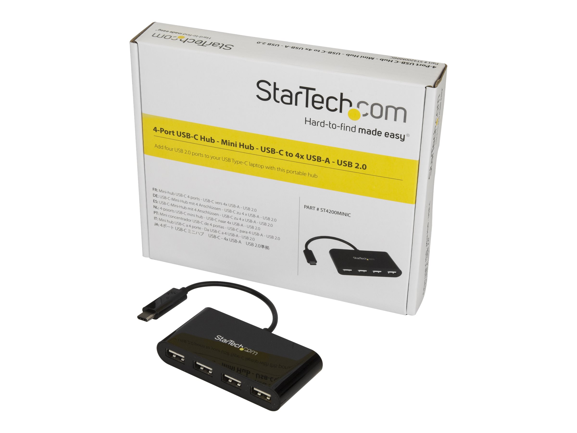 StarTech.com Hub Concentrador USB-C a USB A de 4 Puertos - Ladrón Adaptador USB Tipo C a USB A de 4 Puertos - USB 2.0 - Hub - 4 x USB 2.0 - sobremesa