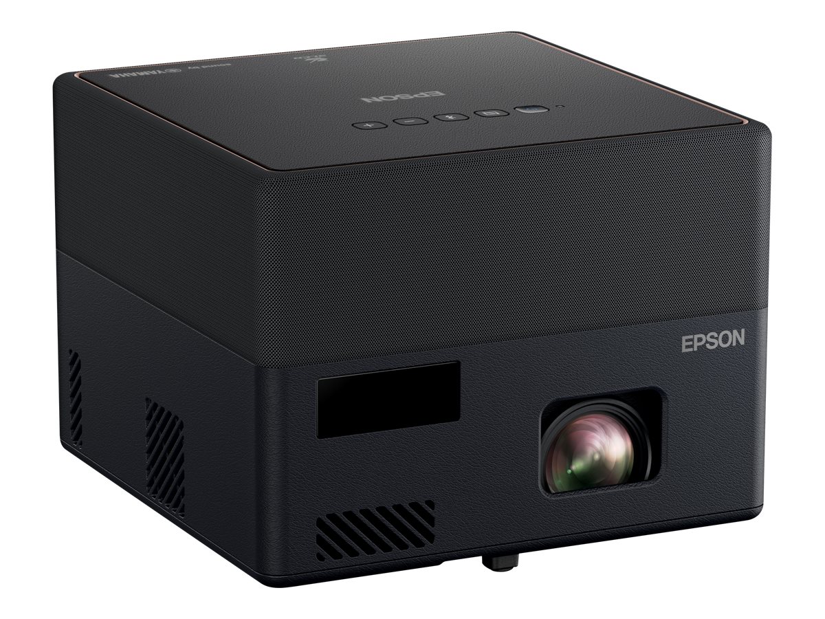 Epson EpiqVision EF12 - Proyector 3LCD - portátil - 1000 lúmenes (blanco) - 1000 lúmenes (color) - Full HD (1920 x 1080) - 16:9 - 1080p - 802.11a/b/g/n/ac inalámbrico / Bluetooth 5.0 - negro, cobre - Android TV