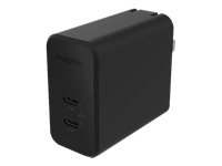 mophie speedport 67 - Adaptador de corriente - tecnología GaN - 67 vatios - Fast Charge, PD - 2 conectores de salida (24 pin USB-C) - negro